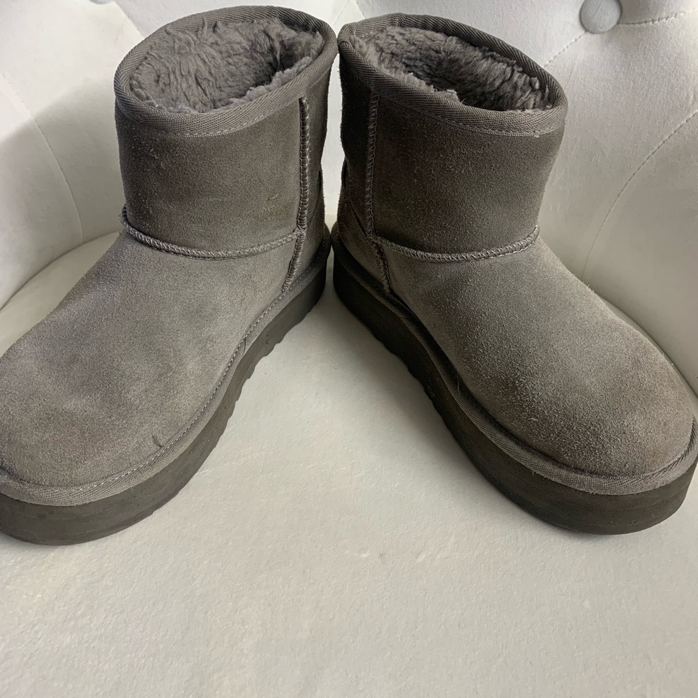 UGG Grey  Shearling-Lined Ankle Boots